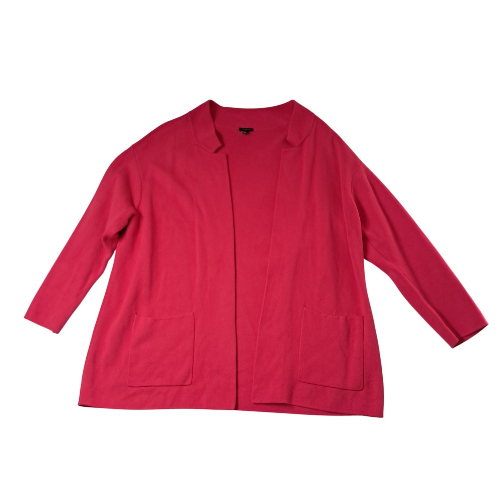 Talbots Cardigan Sweater Womens 2X Pink Open Front Long Sleeve Knit Pockets